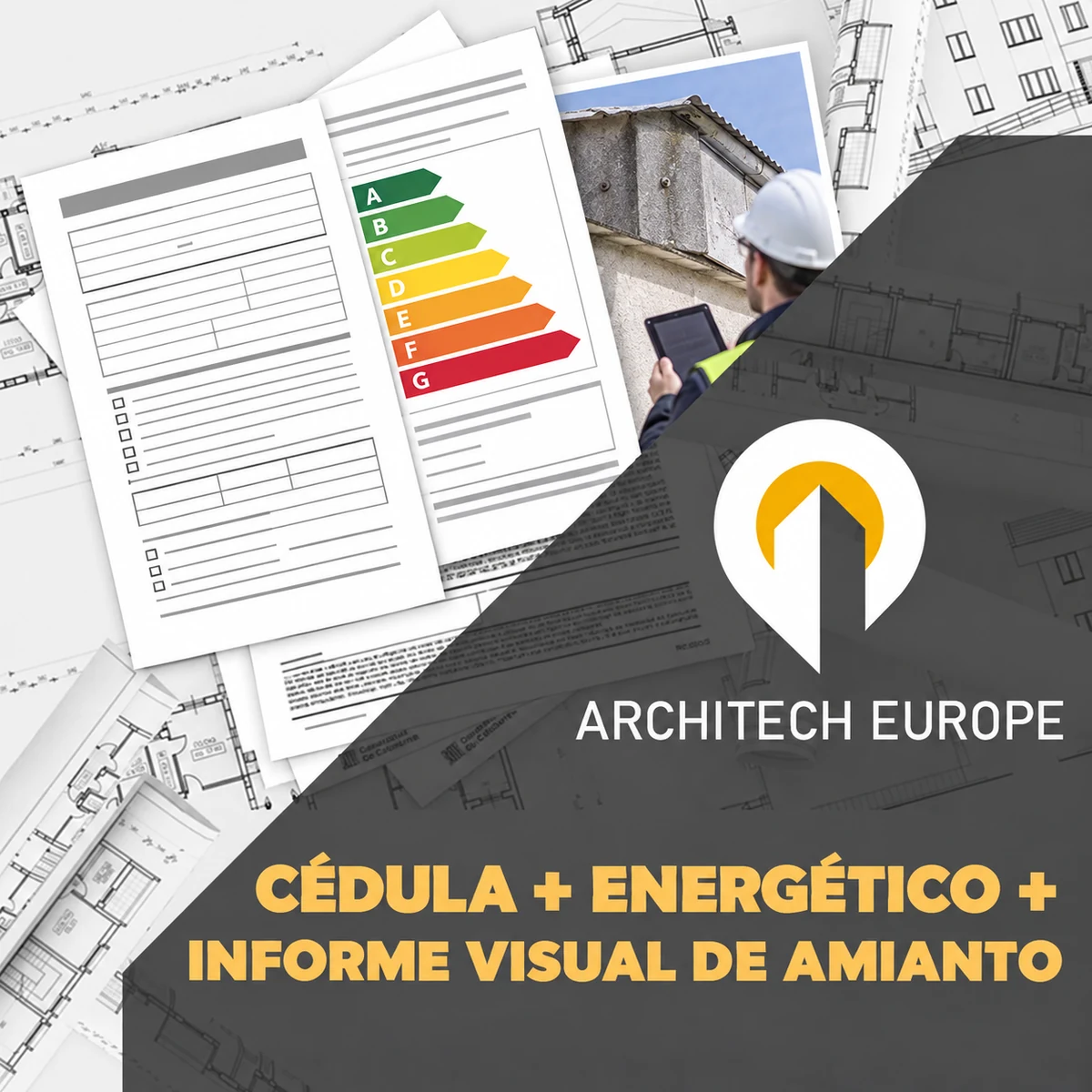 Imagen ilustrativa de Cédula, certificado energético e informe visual de amianto